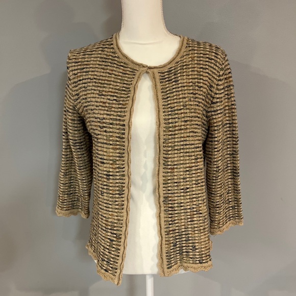 Alfred Dunner Gold Sparkle Open Sweater Size PM Petite’s - Picture 2 of 8